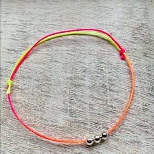 Silver Tone Metal Beads Adjustable Bracelet